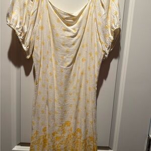 LC Lauren Conrad Cream Dress with Yellow Floral Print